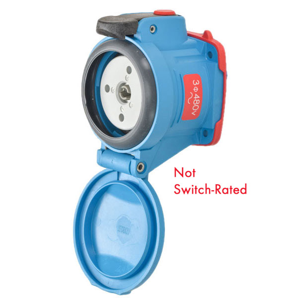 63-34043-352 - DSN30 RECEPTACLE POLY BLUE SIZE 2 TYPE 4X IP 69 3P+G 30A 480 VAC 60 Hz NO AUX STRAIGHT INSERTION